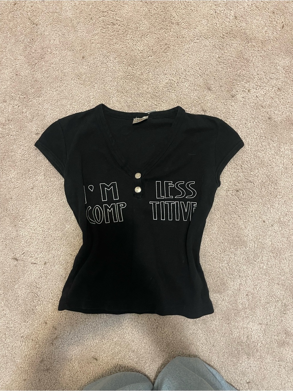 Black Graphic V-Neck Crop Top